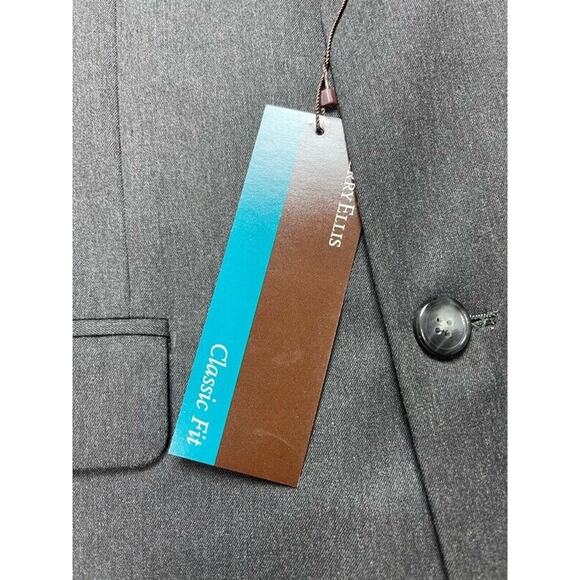 Perry Ellis Mens Two Button Suit Jacket Charcoal Lined Classic Fit Notch 42R New - Picture 8 of 11